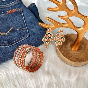 INC Peach Stretch Bracelet & Earring Set